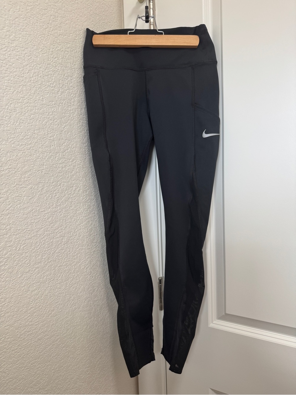 Nike Black Tights with Silver Swoosh